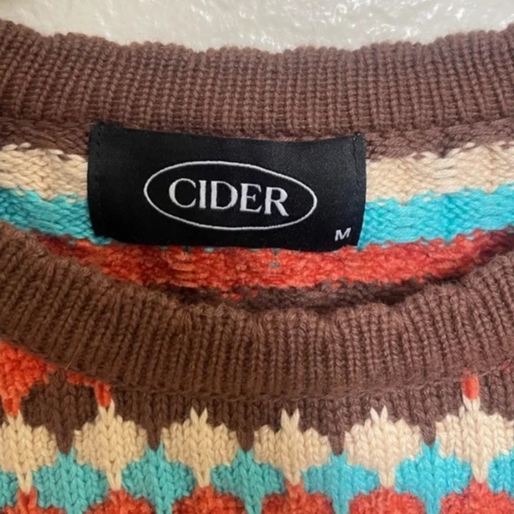 Chevron Boho Wide Puff Knit Hipster Hippie Chic Glam Cottage Sweater Pullover - Picture 2 of 4